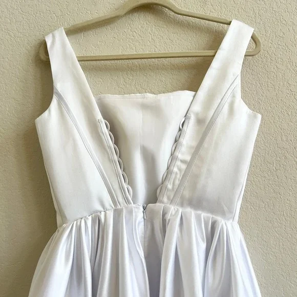 White Satin Corset Fit and Flare Mini Dress Bachelorette Party Bridal Graduation - Picture 11 of 13